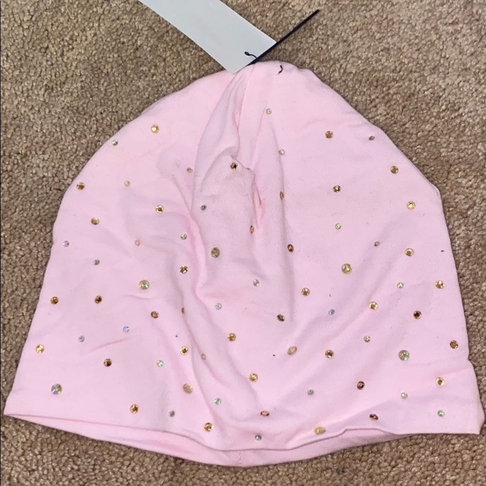 h&m pink beanie for kids with rhinestones